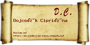 Dojcsák Cipriána névjegykártya